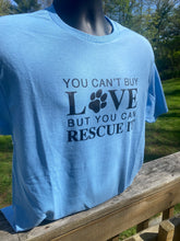 Load image into Gallery viewer, Unisex "Rescue Love" w/ Black Paw- Baby Blue