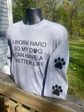 Load image into Gallery viewer, " I Work Hard " Long-Sleeve T-Shirt: Grey
