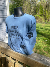 Load image into Gallery viewer, " Dogs Happy " Long-Sleeve T-Shirt: Indigo Blue