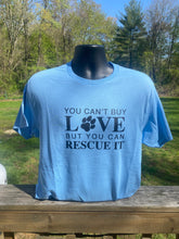 Load image into Gallery viewer, Unisex "Rescue Love" w/ Black Paw- Baby Blue