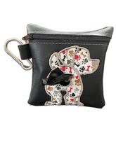 Load image into Gallery viewer, Appliqué Embroidery Poo Poo Bags - Black Pouch
