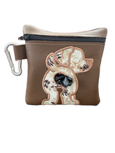 Load image into Gallery viewer, Appliqué Embroidery Poo Poo Bags - Brown Pouch
