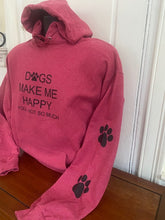 Load image into Gallery viewer, " Dogs Happy " with 2 Paw Prints: Heather Red Hoodie
