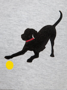 Black Lab w/ Red Collar-Long Sleeve-Ash Grey