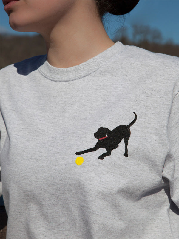 Black Lab w/ Red Collar-Long Sleeve-Ash Grey