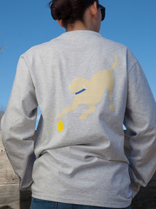 Yellow Lab w/ Blue Collar-Long Sleeve-Ash Grey