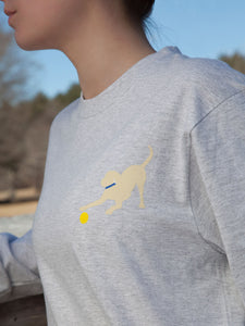 Yellow Lab w/ Blue Collar-Long Sleeve-Ash Grey