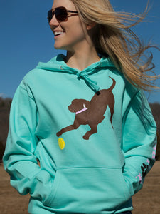 Chocolate Lab Hoodie with Pink Collar