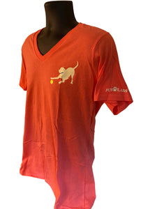 Yellow Lab Short Sleeve - Woman's Coral V-Neck