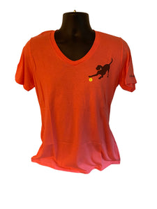 Chocolate Lab Short Sleeve - Woman's Coral V-Neck