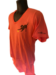 Chocolate Lab Short Sleeve - Woman's Coral V-Neck