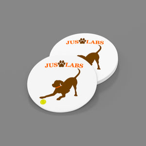 Chocolate Lab w/ Orange Collar-Sandstone Car Coasters-Set of 2