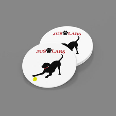 Black Lab w/ Red Collar-Sandstone Car Coasters-Set of 2