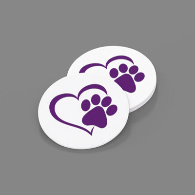 Purple Paw/Heart-Sandstone Car Coasters-Set of 2