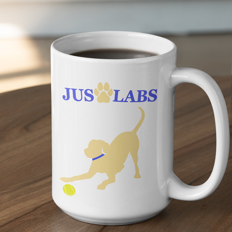 Handmade Ceramic Mug - Yellow Lab w/ Blue Collar