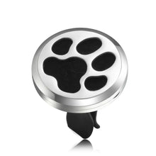 Load image into Gallery viewer, Stainless Steel Paw Print Car Diffuser w/ Vent Clip...Eucalyptus Essential Oil
