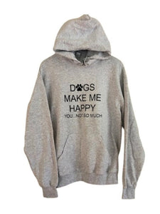 Ash Grey " Dogs Happy " Hoodies