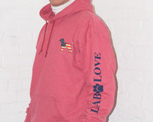 Load image into Gallery viewer, Heather Red USA/ LAB LOVE Hoodie
